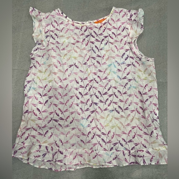 ❤️2/$30❤️[S]Joe Fresh Women Linen Blouse - Purple and White Dragonfly Print NWOT - Picture 2 of 8